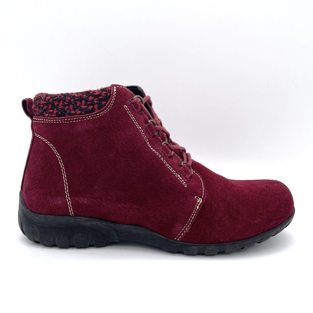 NIB Propet Women's 6 Medium Dark Red Suede Ankle Boots WFV002S Lace UP